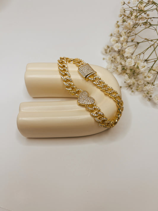 Iced Out Heart Bracelet
